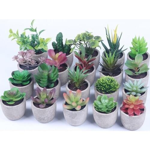 1PC DIY Flocking Succulents Plants Bonsai Desktop Bedroom Home Garden Decoration Flower Fake Plants Arrangement For Indoor Decor