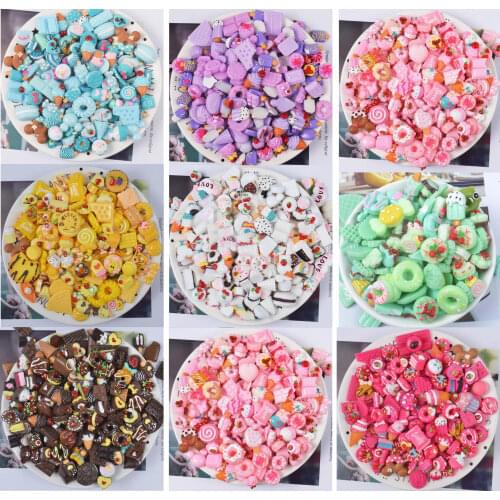 100pcs/lot Resin Kawaii Resin food Flatback Cabochons For DIY Hair Bow Center Scrapbooking Accessories