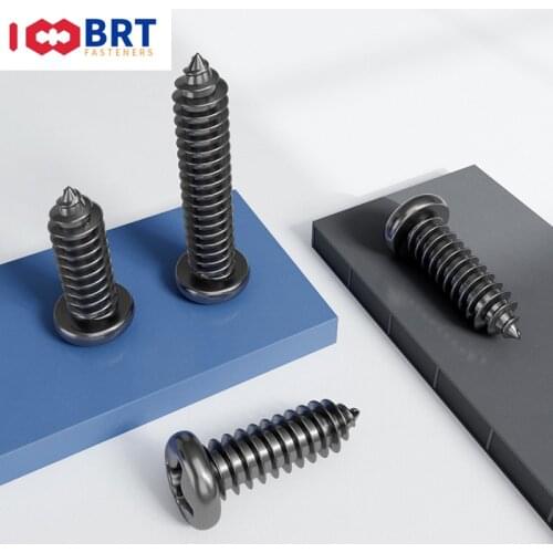 100pcs M1 M1.2 M2 M2.6 M3 Black Steel Mini Micro Small Phillips Flat Countersunk Head Cross Round Pan Head Self-tapping Screw