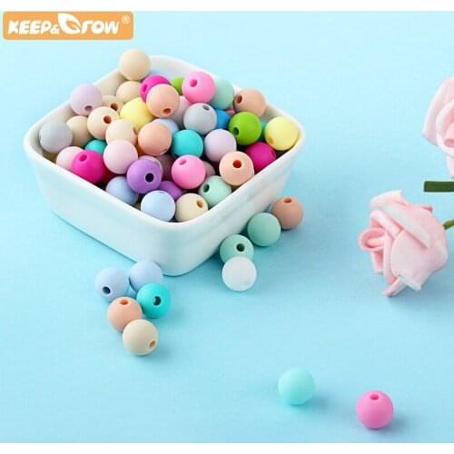 Keep&Grow 1000pcs Silicone 9mm Round Beads Baby Teething Making Pacifier Chain Product Newborn Teether Toys Baby BPA Free Beads
