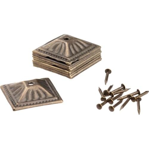 50Pcs 21x21mm Iron Antique Brass Upholstery Nail Jewelry Gift Box Sofa Decorative Upholstery Nails For Furniture Tacks Pushpins