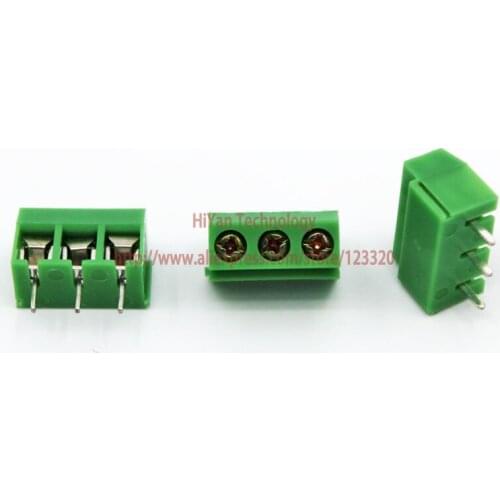 50pcs/lot) KF126 3Pin PCB Screw Terminal Block Connector KF126-3P pitch:5.08MM/0.2inch Green 5mm KF126 3Pins