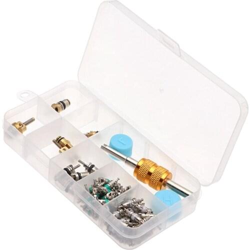63PCS Boxed Car Air Conditioning Parts Valve Refrigeration Valve Core Household Valve Needle + Valve Cap