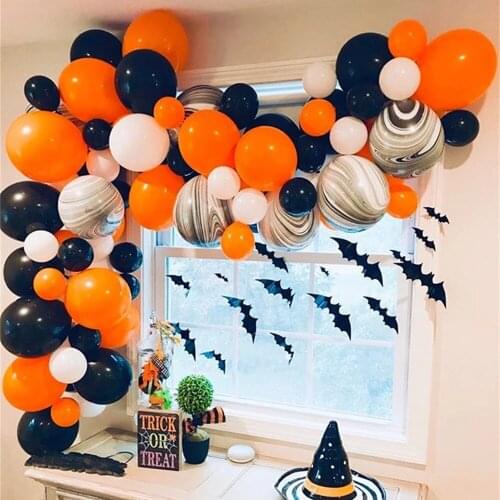 73pcs/lot Halloween Balloons Garland Arch Kit Orange Black Latex Balls Decorations Bat Halloween Indoor Home Decor Supply Globos