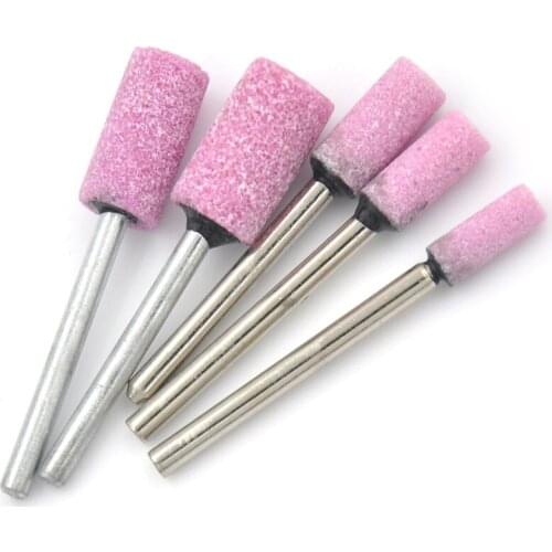 10pcs Abrasive Pink Mounted Stone Rotary Tool Grinding Wheel 1/8 Shank For Dremel