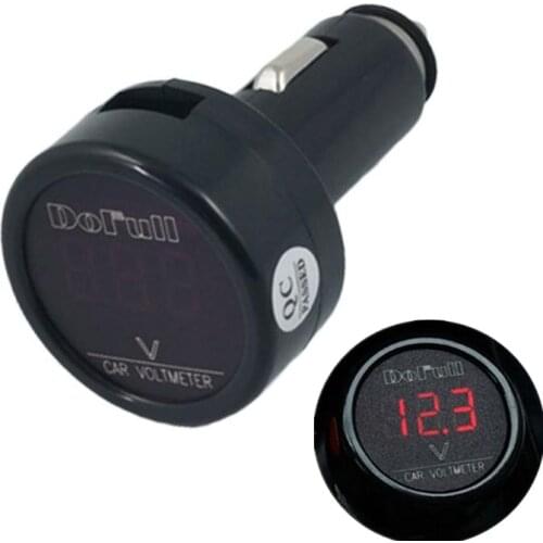 12V/24V Auto Car Digital Voltmeter Red LED Voltage Meter Gauge Automobiles Cigarette Lighter Battery/Engine Volt Monitor Tester