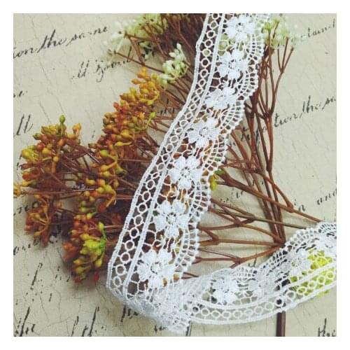 42mm White Embroidery Flower Lace Applique Fabric DIY Polyester Trimming Sewing Crafts For Women Garment Hair Accessory 15yards