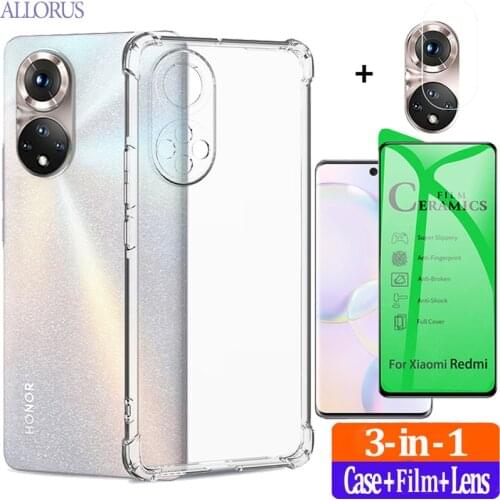 Case On Honor 10 X lite 2020 Transparente Case+Soft Ceramic Protective Glass Huawei 10Xlite Silicone Phone Cover Honor 10X life