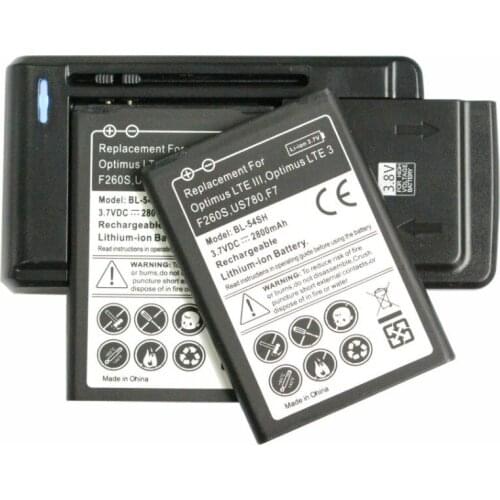 Ciszean 2x 2800mAh BL-54SH BL 54SH BL54SH Replacement Battery + Universal Charger For LG Optimus LTE III Optimus LTE 3 F260S