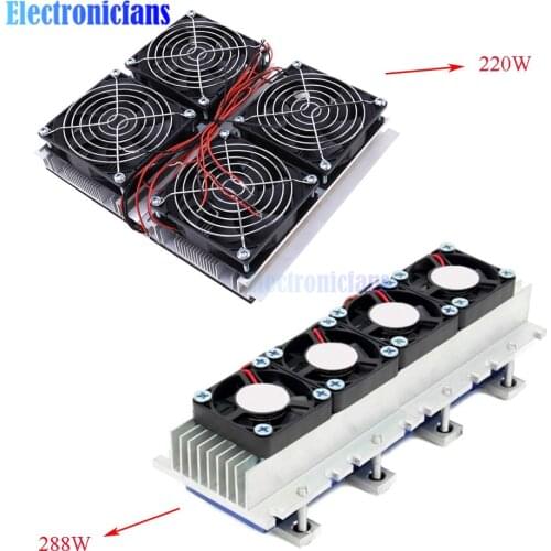 DC 12V 220W 288W Aluminum Radiator Refrigeration Cooler Semiconductor Air Conditioner Cooling System + Fan for Air Conditioner