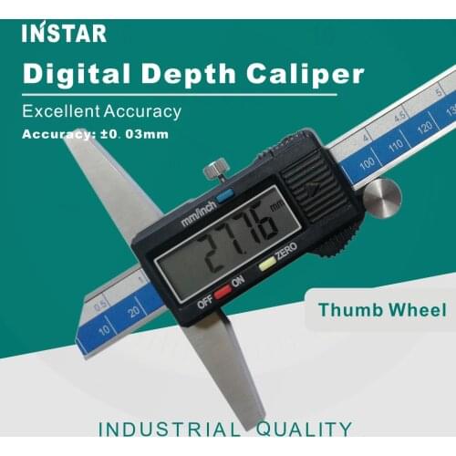 INSTAR Digital Depth Caliper Free Shipping 0-150mm 200mm 30mm Industrial Quality Depth Gauge 0.01mm Measuring Tools