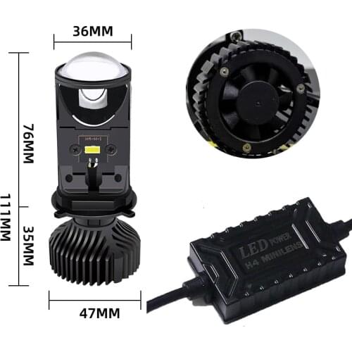 H4 H7 6 LED Bulb with Mini Projector Lens H4 LED Conversion Kit 20000LM Automobiles Hi/Lo Beam LED Headlight Bulbs 12V 24V 6000K