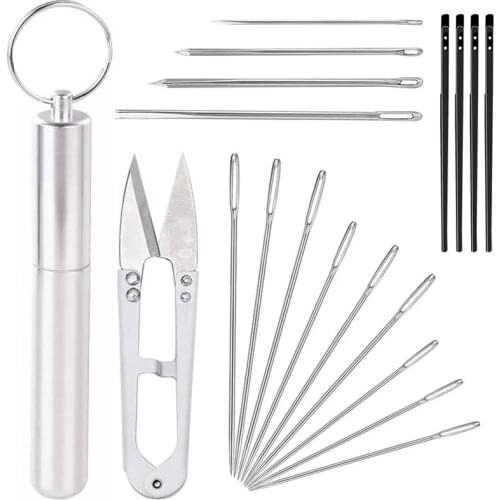 Imzay 17Pcs Hand Sewing Needles,Including Large Eye Needles, Lacing Needles, Stitching Needle With Sewing Needle Case