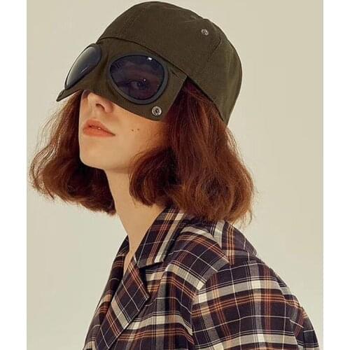 Ins Fashion Aviator Glasses Baseball Caps Women Windproof Hip Hop Hat Casual Holiday Sport Adult Cap,Unisex Adjustable Sun Caps