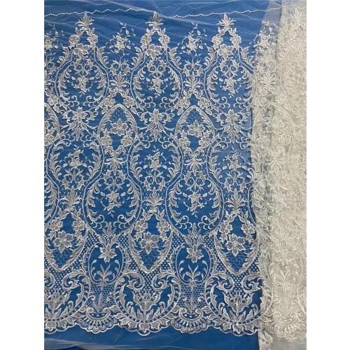 Exquisite European style white wedding dress embroidery, French tulle lace, suitable for ladies' fashion dress skirts