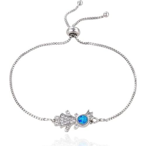 KAMAF 4 color girls jewelry copper inlay zircon opal adjustable buckle bracelet high quality jewelry