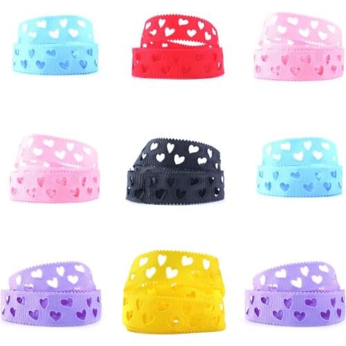 22mm 5Yards Heart Love Hollow Embossing Lace Ribbons Hair Bows Wedding Gift Wrap, DIY Decoration Handmade Materials,5Yc875