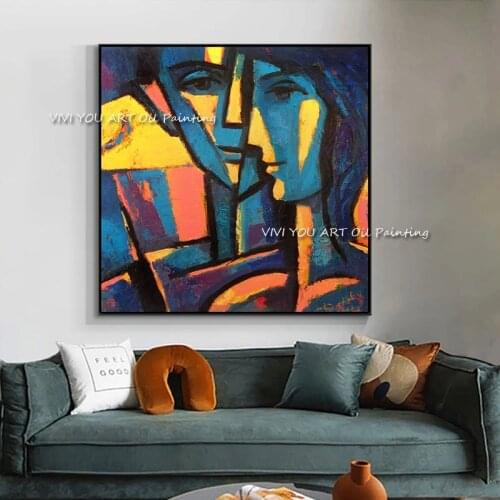 The Hot Selling Color Face Woman Man Handmade Canvas Painting Modern Artwork Pictures Oil Wall Art Figure Decor For Livingroom
