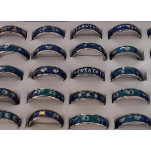 Moon and moon heart-shaped butterfly pattern mood ring mix design mix size