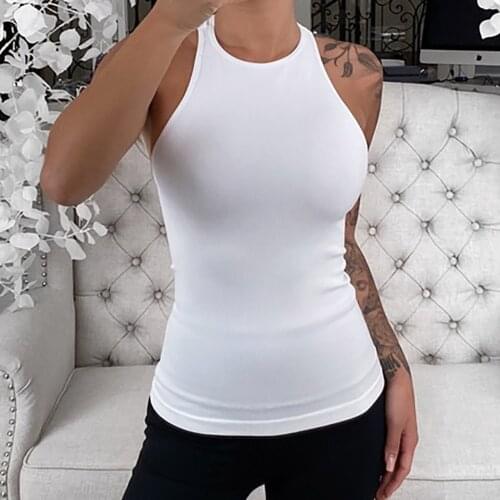 Women Summer Tank Blackless Sleeveless Solid O-neck Vest Tank Pullover Tops Tees Basic White Black Tanks Women Famale Clothing