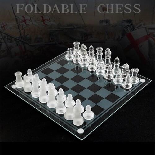 International Chess Board Crystal Chess Frosted Glass Chess Transparent Ornaments Chess Game