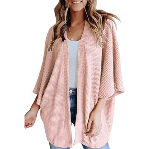 Fashion Solid Color Women Cardigans Half Sleeve Loose Knittwear Casual Coat Female Knitted Loose Coat Ladies Clothes Outfit