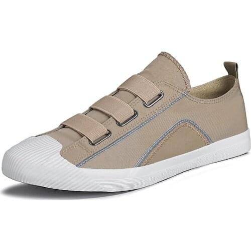 Mens Summer Velcro Air-permeable Canvas Shoes Non-leather Vulcanized Casual Shoes Rubber Bottom Non-slip Fashion Men Footwear