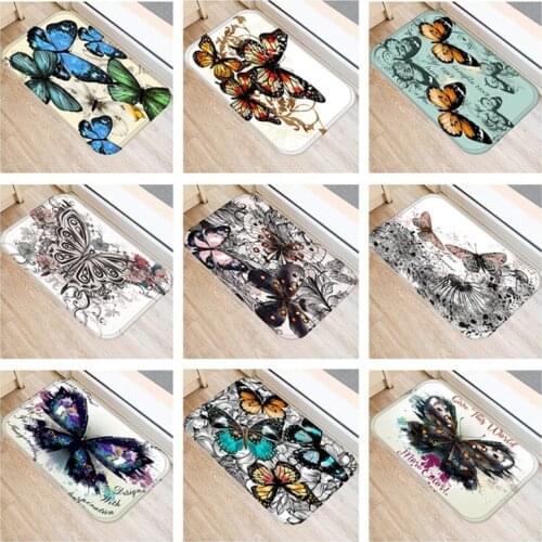 Butterfly Print Kitchen Mat Non Slip Area Rug Modern Living Room Bathroom Nordic Carpet Doormat Hallway Bath Mat