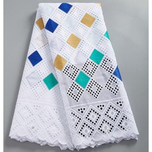 Latest African Lace Fabric High Quality Nigerian Day Lace Fabric Punched Embroidery Swiss Pure Cotton Fabric For Daily WearA1754