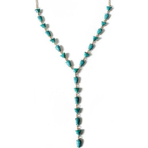 New Fashion Y Necklace, Natural Stone Triangle Pendant Cute Elegant Necklace