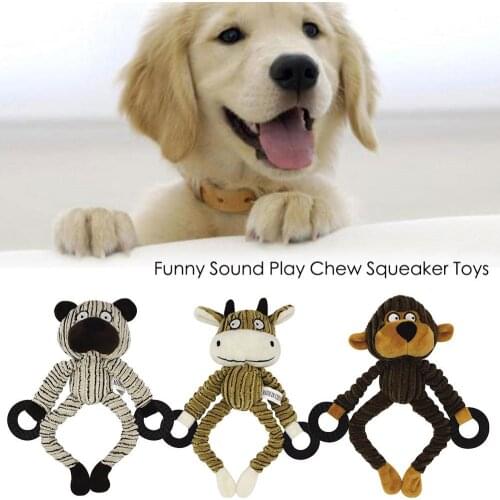 New Style Dog Pet Plush Toys Three-color Rubber Ring Cat Puppy Teeth Cleaning Funny Squeaker Toys Monkey Cow Bear Chew Toy