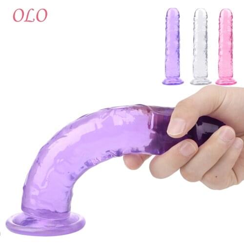 OLO Soft Jelly Dildo Sex Toy for Adult Realistic Penis G-spot Orgasm Strong Suction Cup Sex Toy for Woman Anal Butt Plug Erotic