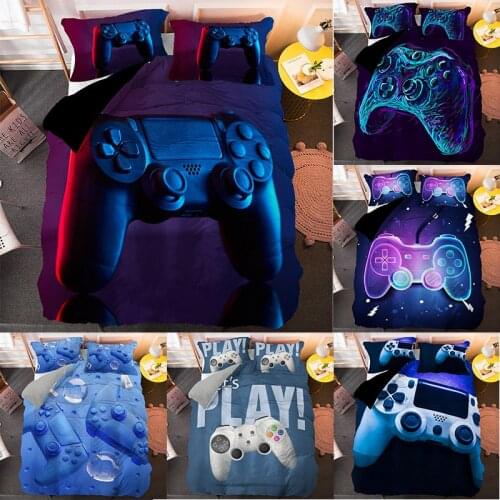 Teens Gamer Duvet Cover for Kids Boys Girls Gamepad Printed 2/3Pcs Cotton and Pillow Case Bedding Sets EU/US/AU/UK