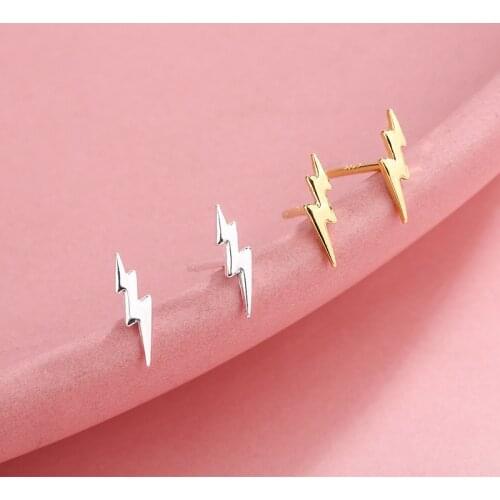 Gold Plated Smooth Mini Lightning Stud Earrings Personality Womens Stud Earrings Korean Fashion Women Jewelry Girl Gift