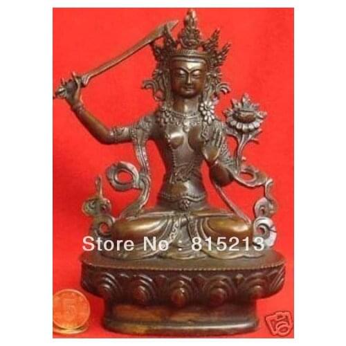 Wang 000165 6.4" Tibetan bronze Manjushri Bodhisattva Buddha Statue