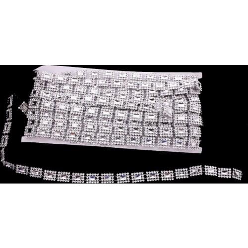10 Yard Silver Square Crystal Beaded Chain Ribbon Trim Sewing Applique DIY Supplies for Clothing Apparel Home Textile Toys Decor