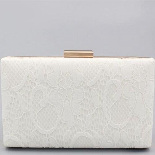 New Floral Lace Women Hasp Banquet bag Clutch Evening bag Casual Handbag Purse Chain Crossbody Shoulder Bag for Wedding Party