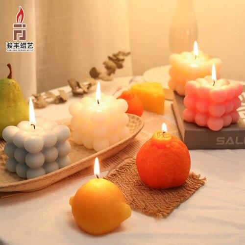 Korean version of ins soy wax scented candle, home decoration photo props ugly orange with souvenir lemon cheese candle