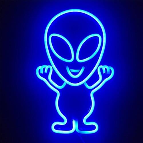 USB LED Neon Sign Light Holiday Alien Night Lamp Xmas Party Wedding Decoration Night Light Home Gift Spaceship UFO Neon Light