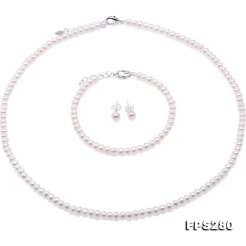 Unique Pearls jewellery Stone Natural Pearl Jewellery Set For Women Gift Small 4-5MM Freshwater Pearl Necklace Bracelet Earrings