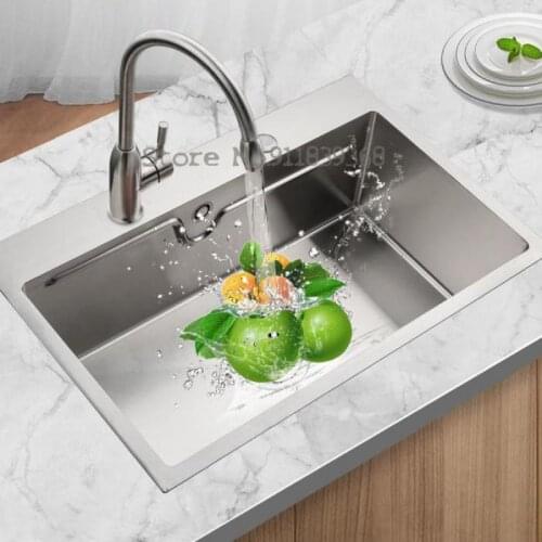 Household Manual Sink 304 Stainless Steel Thickened Kitchen Sink Single-slot Multi-function Vegetable Basin Sink