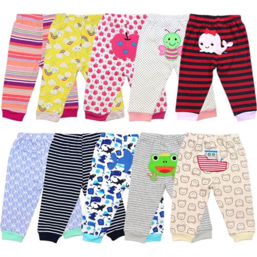 Spring Autumn 100% Cotton Baby Pants Cartoon Print Newborn Baby Clothes Toddler Leggings 0-24 Months [5Pcs/Lot Random Color]