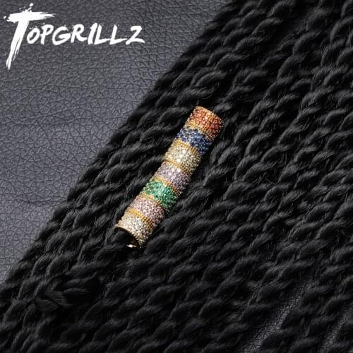 TOPGRILLZ Newest 7pcs Hip Hop Hair Braid Rings Hair Loops Clips DIY Hair Accessories Color Silver Color For Men Women Jewelry