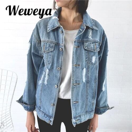 Weweya Women Basic Coats Autumn Winter Denim Jacket Vintage Long Sleeve Jeans Jackets Casual Outwear Coats Casacos Feminino