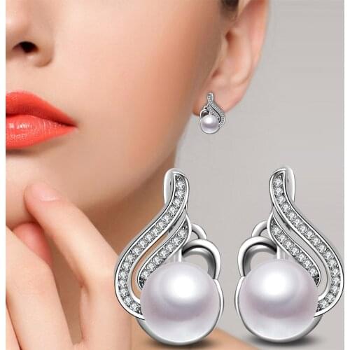 Trendy Natural Glossy Freshwater Pearl Stud Earrings For Women 925 Sterling Silver Elegant Fine Jewelry Brincos Wedding Earrings