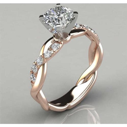 Wedding Rose Rings Women Silver Color White Ring Gold Color Size 5-10