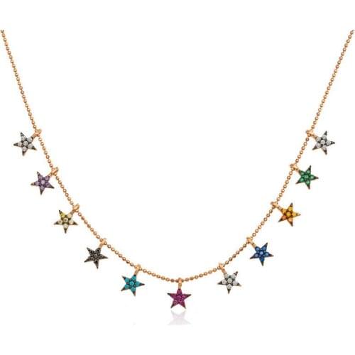 Silver Colorful Stars Lady Necklace