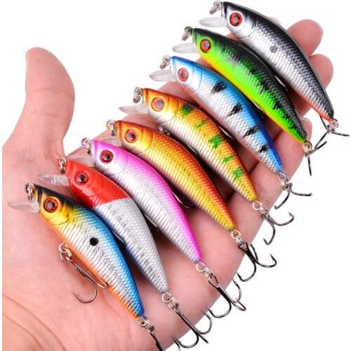 1Pcs Minnow Fishing Lure 70mm 8g 3D Eyes Crankbait Wobbler Artificial Plastic Hard Bait Fishing Tackle Peche Pesca Trolling Lure