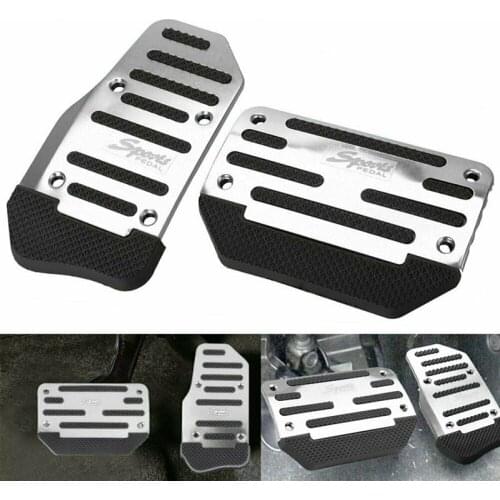 2X Non-Slip Automatic Gas Brake Foot Pedal Pad Cover Car Accessories Silve