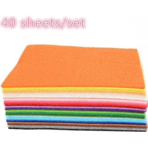 40pcs 10*15cm Nonwoven Felt Fabric Thickness Polyester Cloth of Home Decoration Bundle for Sewing Dolls Crafts